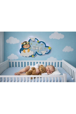 Ayıcık Bebek Odası Kapı Süsü Beyaz