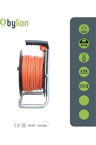 Bylion 3x2,5 30 Mt Kablolu Seyyar Plastik Makara Kapaklı