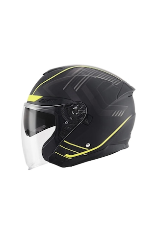 Scoyco Of-669 Cavalry Güneş Vizörlü Açık Yarım Kask Mat Siyah - Neon