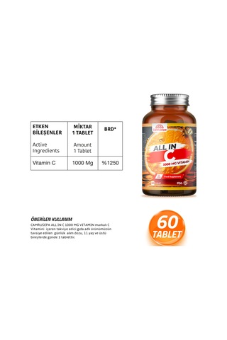 Camrusepa All In C Vitamini 60 Tablet