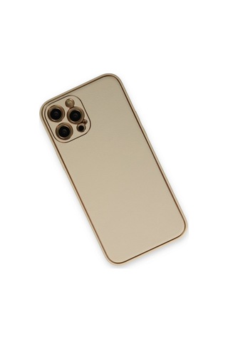 Apple iPhone Uyumlu 12 Pro Kılıf Coco Deri Silikon Kapak - Gold Altın