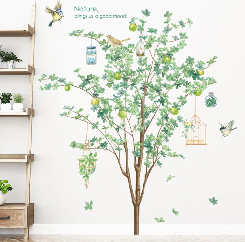 Monyee Yeşil Orman Desenli Otomatik Yapışkan Duvar Sticker - Oturma Odası Dekorasyonu, Su Geçirmez Malzeme, Büyük Ağaç Arka Plan, İç Mekan Zenginleştirici Zdb-2188 Diğer