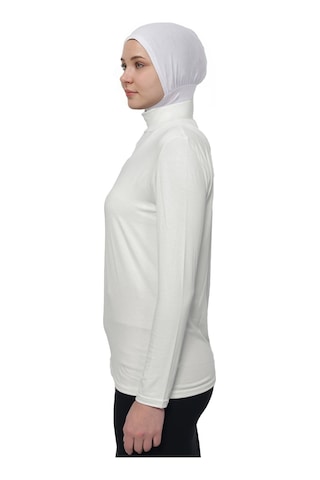 Manolyaşal İslamic Hijab Hafif Uzun Kollu Balıkçı Yakalı Organik Kadın Body Ekru