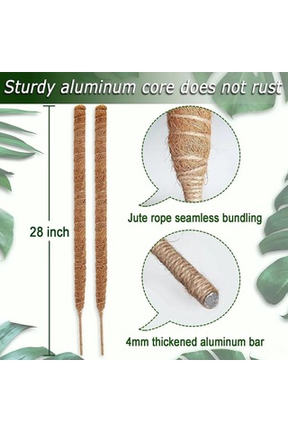 Qingmipy 70cm 4mm Alüminyum Çekirdekli Esnek Bitki Tırmanma Süngeri, Nane Palmiye Çubuğu Ve Kenevir Ip Tabanı İle Bahçe Tırmanma Direnci