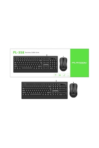 Platoon Pl-358 Business Türkçe Siyah Q Kablolu Klavye Ve Mouse Set Optik