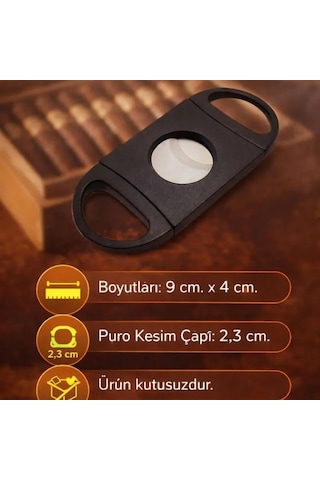 Perlotus Siyah Plastik Çelik Puro Makası Puro Kesici 2,3 Cm Kesim Çapı