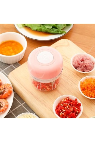 Elektrik Sarımsak Basın Kırıcı Mutfak Pişirme Et Öğütücü Mini Gıda Sebze Kıyıcı Somun Meyve Soğan Pembe Açık Mavi