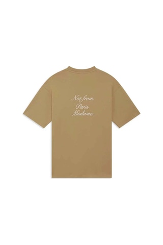 Ice Brown 100% Pamuk Not From Paris Madame T-shirt - Şık Ve Rahat Calligraphie Tasarım Kahverengi