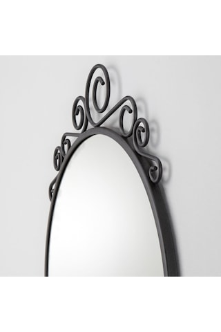 Ekne Yuvarlak Ferforje Ayna 50x60 Cm Siyah Siyah