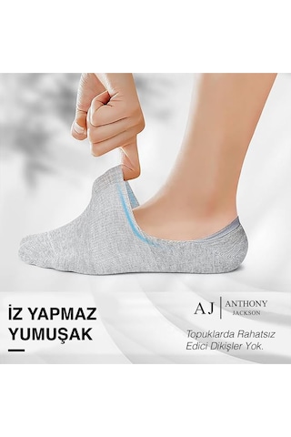 10 Çift Kutulu Bambu Premium Unisex Dikişsiz Görünmez Kaymaz Slikonlu Babet Çorap Brook Çok Renkli