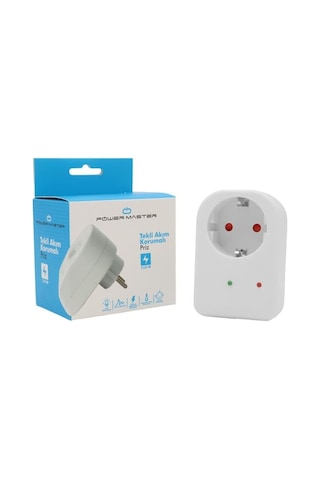 Powermaster Pm-18521 Durum Ledli Akım Korumalı Tekli Priz 16 Amper - 3500 Watt Tekli Beyaz 0