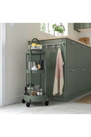 Ikea Juttersbo Servis Arabası, Gri-yeşil, 36x36 Cm