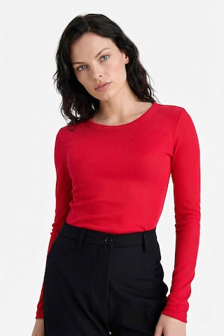 Defacto Slim Fit Basic Kırmızı Kadın Uzun Kollu T-shirt E5767ax/rd286 Kırmızı
