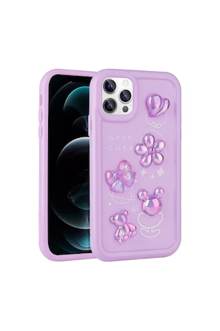 Apple Uyumlu iPhone 13 Pro Max Kılıf Kabartma Figürlü Parlak Zore Toys Silikon Kapak