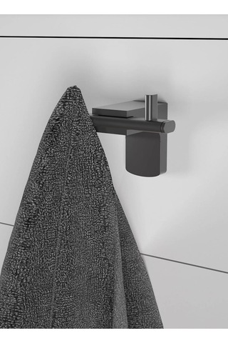 Siyah Lux 4 Lü Banyo Seti Uzun Havluluk,fırçalık,sabunluk,askılık Mat Siyah