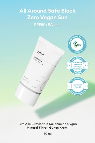 Missha All Around Safe Block Zero Vegan Sun SPF50+ Pa++++ 50 ML