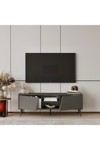 Roma Tv Ünitesi 120 Cm Mdf Metal Ayak Gri