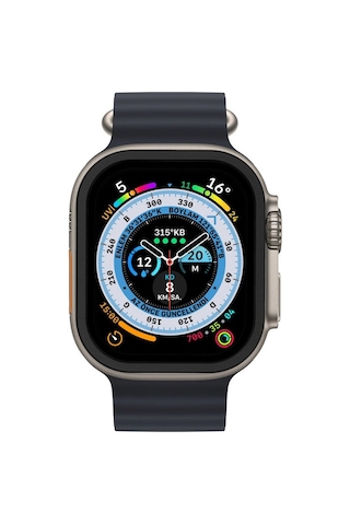 Apple, Uyumlu Watch Ultra 49mm Alüminyum Kasa Cam Ekran Koruyucu - Siyah