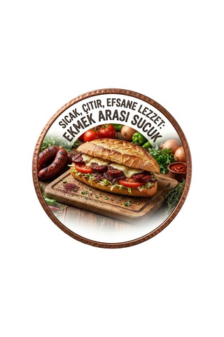 Mayeka Ekmek Arası Sucuk Temalı Büfeler Cafeler Köfteciler İçin Ahşap Duvar Kapı Dekoratif Süs Tablo 17