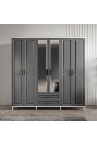 Gözde 6 Kapaklı Komple Mdf Antrasit Yatak Odası