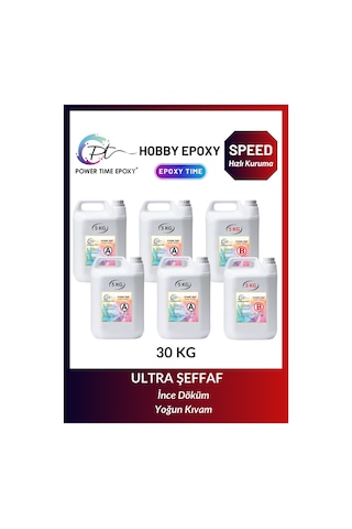 30 Kg Hobi Epoksi Speed/ Hızlı Kuruma/ Şeffaf Epoksi Reçine Ince Döküm