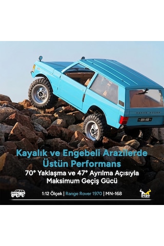 Mn Model Mn168 1/12 Range Rover Classic 1970 4wd Crawler Offroad Uzaktan Kumandalı Araba Arazi Aracı Rc Model Car Truck Rtr Açık Mavi Mn-168 +dahili Işık Seti