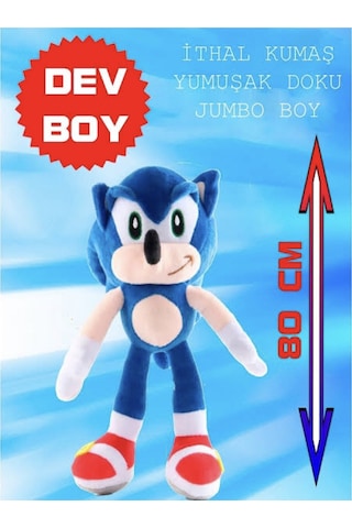 Sonic Peluş Oyuncak 80 Cm Dev Boy En Büyük Boy Hediyelik Uyku Arkadaşı Mavi