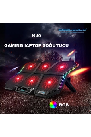 Coolcold Led K40 6 Fanlı 17 Inç Rgb Laptop Notebook Soğutucu Stan