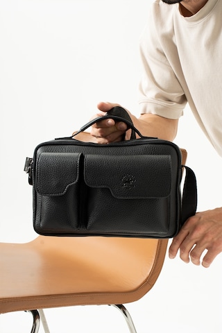 West Polo Westpolo Vegan Deri Tablet Evrak El Ve Omuz Mıknatıslı Kapaklı Unisex Postacı Çantası - Siyah