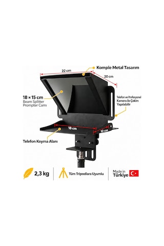Pratic Teleprompter PRO Set – Bluetooth Kumanda ve Taşıma Çantası Yerli Üretim