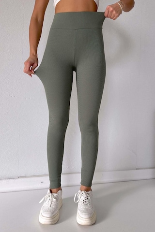 Mine Tan Butik Fitilli İçi Şardonlu Toparlayıcı Kadın Tayt - Yeşil Mor