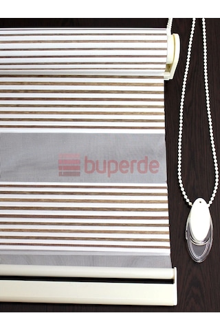 Buperde Kahverengi Beyaz Renkli Pilise Pliseli Zebra Stor Perde