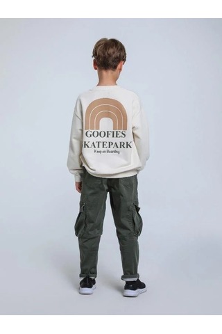 Jack Lions Erkek Çocuk Keep On Yazılı İnce Şardonlu 3 İplik Sweatshirt-14267 Krem