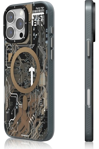 Apple Uyumlu iPhone 16 Pro Max Kılıf Magsafe Şarj Özellikli Youngkit Technology Serisi Kapak Desert Gold