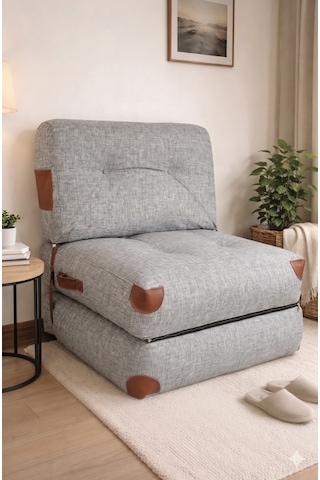 Viscolog Comfy Yeni Nesil Bohem Tekli Koltuk,yataklı Katlanır Berjer,yer Yatağı, Modüler Yapı 75x75cm 85cm gri