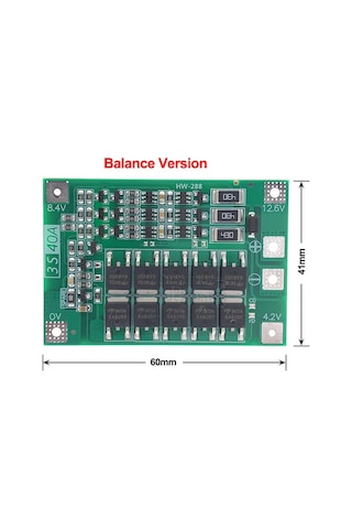 Meltıs 3S 40A 12.6V Balanslı Lityum Batarya Koruma Modülü