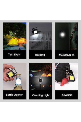 Urbannest Mini Led El Feneri, Şarj Edilebilir Anahtarlık Işığı, 4 Işık Modlu, Şişe Açacağı, Kamp, Yürüyüş, Muayene, Mıknatıs Tabanlı, Siyah Siyah