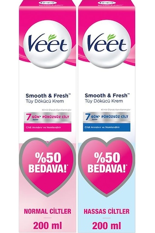 Veet Normal Ciltler için Tüy Dökücü Krem 200 ML + Hassas Ciltler için Tüy Dökücü Krem 200 ML