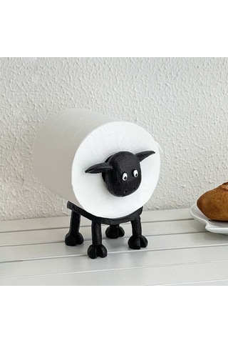 Ximistore9 Modern Minimalist Siyah Koyun Şekilli Kağıt Havlu Tutucu - Sentetik Reçine Mutfak/ofis Masaüstü Aleti Siyah