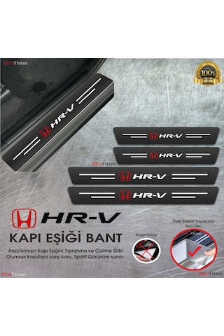 Honda Hrv Logolu Uyumlu Karbon Kapı Eşiği Koruyucu Suni Deri 4'lü