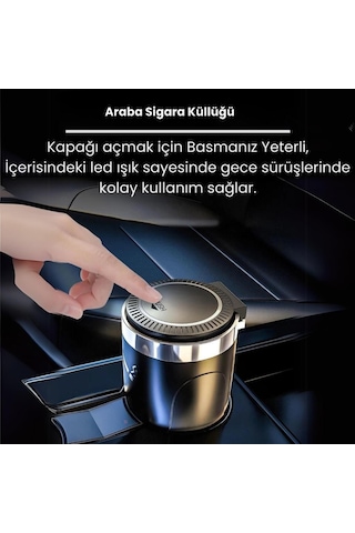 Polham Premium Araç KüllükLed Işıklı, Koku Önleyici, Kapaklı, Yıkanabilir, Su Geçirmez
