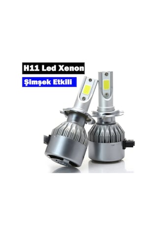 H11 Led Xenon Far Ampulü Beyaz Işık Şimşek Etkili C6 Kasa