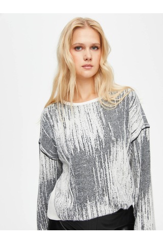 Faik Sönmez Triko Görünümlü Yuvarlak Yaka Sweatshirt 69511 U6951173 Ekru