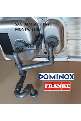 Dominox Franke Evye Sifon Takımı 1.5 Göz Kare Taşmalı