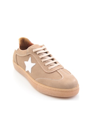 Bambi Bej Hakiki Deri Kadın Sneaker K01045050301