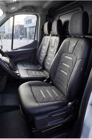 Füme - Gri Panda Bodrum Serisi Ford Transit 2014+ Araca Özel Keten Ticari Oto Koltuk Kılıfı