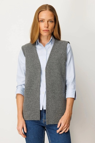 Desen Triko Kadın V Yaka Çelik Örgü Yün Anne Yelek 25044 Füme Füme