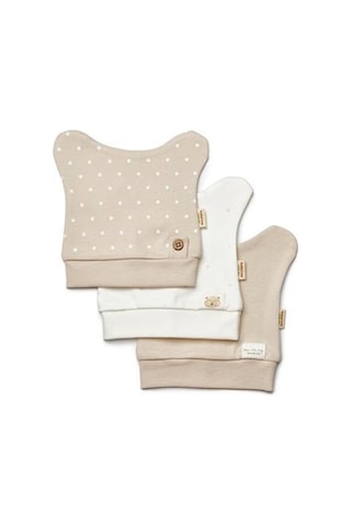 BabyCosy Bebek 3'lü Şapka %100 Organik Pamuk Yenidoğan Serisi - Csy8127 Ekru