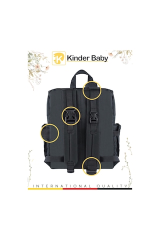 Kinder Baby Merlin Termal Anne Bebek Bakım Çantası Siyah