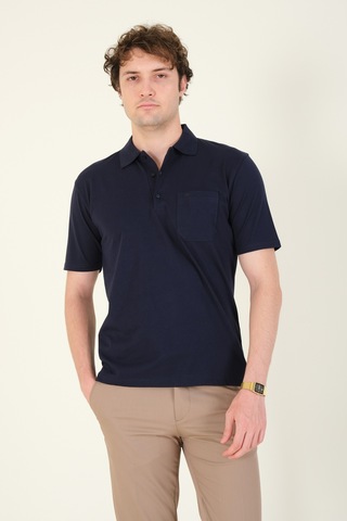 Giyim Dünyası Erkek Süprem Kumaş Cepli Polo Yaka T-shirt Lacivert 001